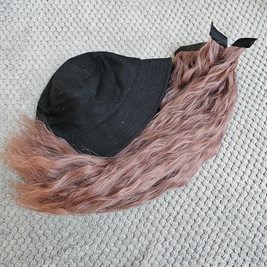 Black Bucket Hat Wig