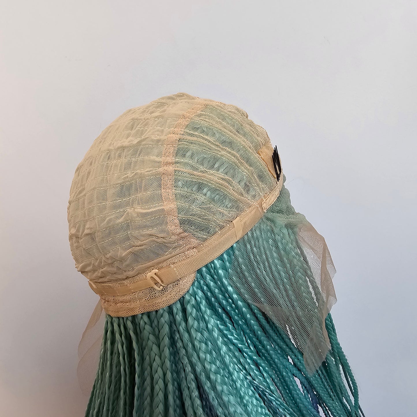 Turquoise and purple braided lace front wig