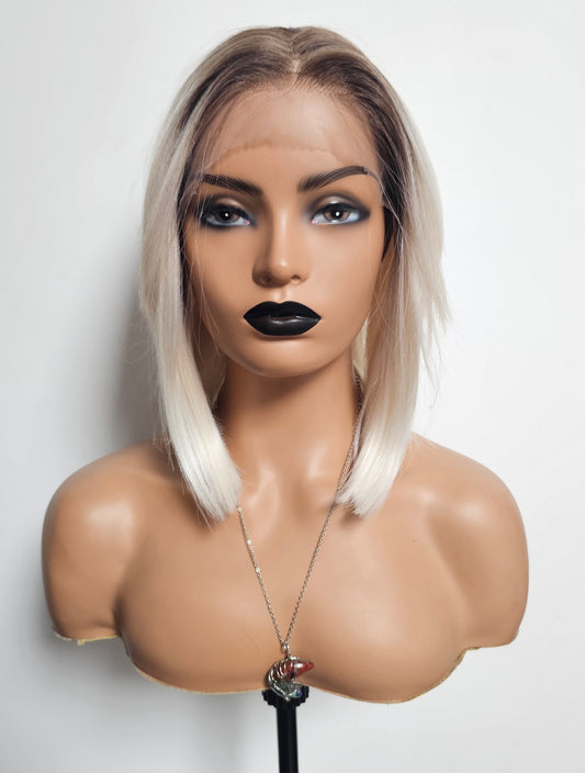 Pandora white blonde rooted lace front wig