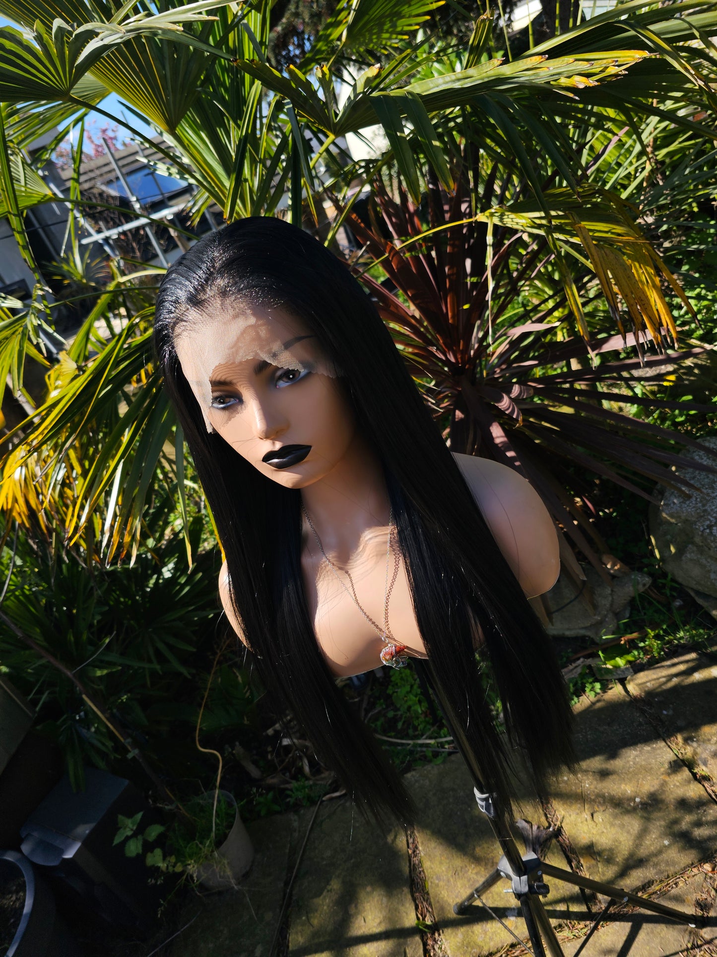 Jett black lace front wig