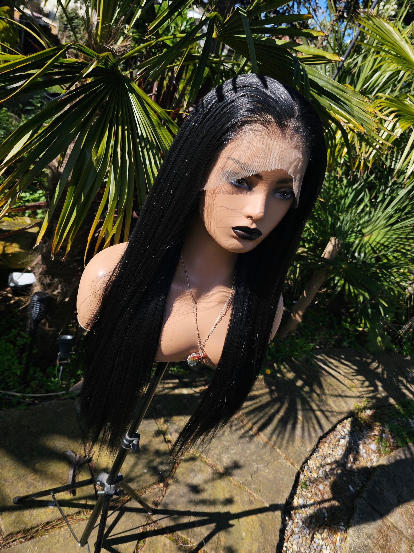 Jett black lace front wig