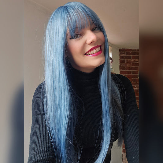 Topaz blue synthetic wig