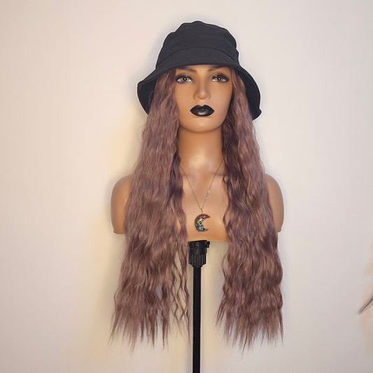 Black Bucket Hat Wig