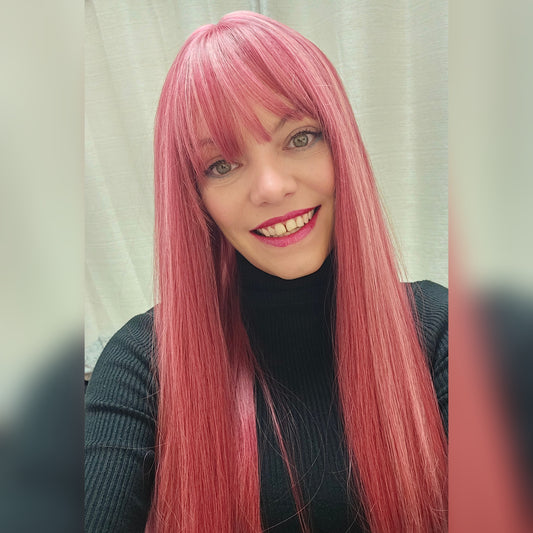 Cupids Kiss pink synthetic wig