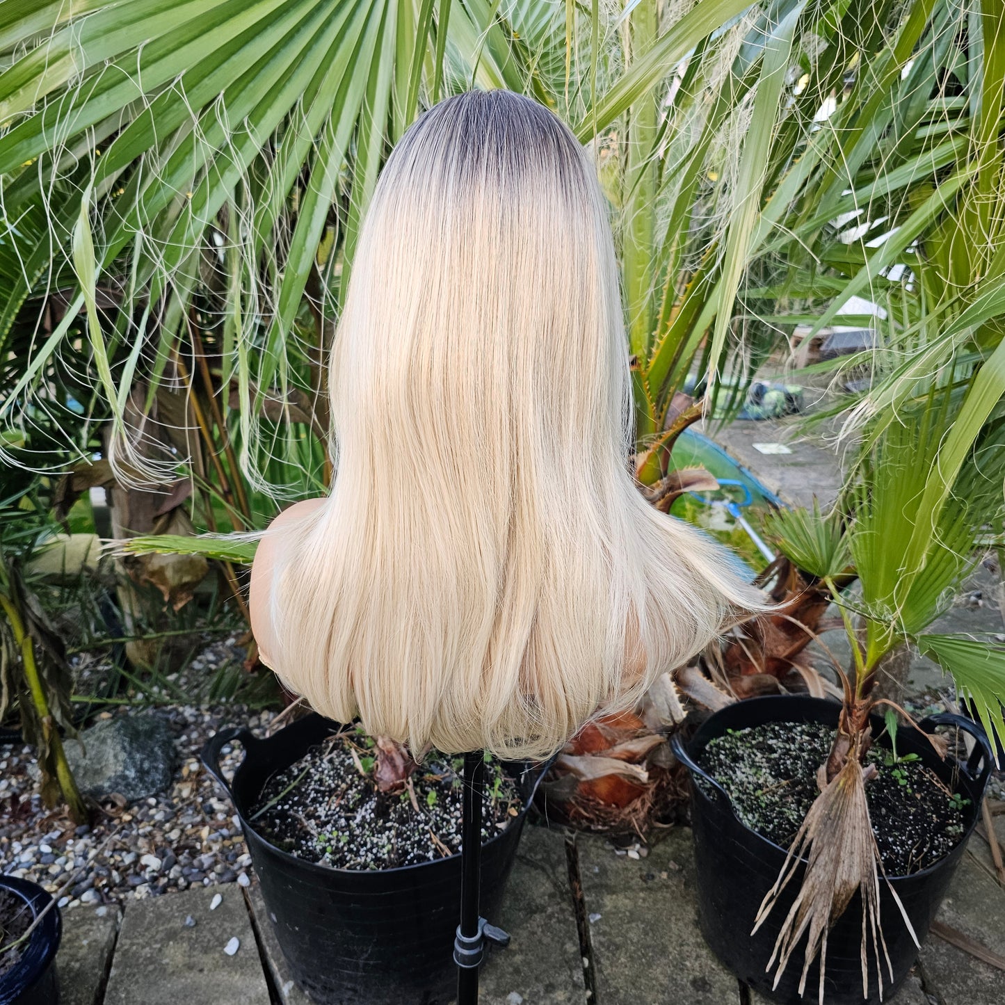 Krystal blonde rooted monofilament wig