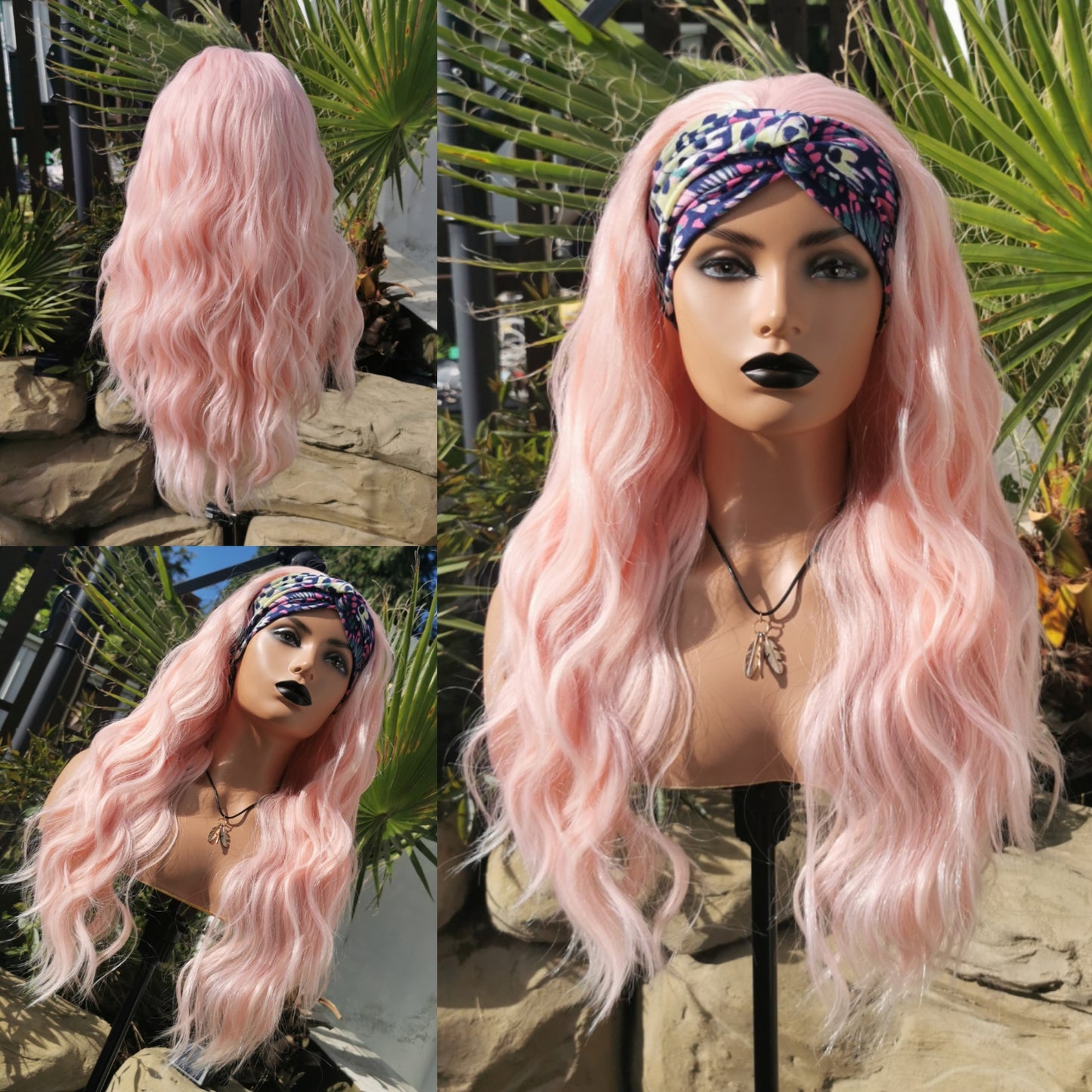 Baby Pink Wavy Headband Wig