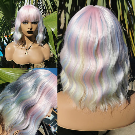 Spectrum pastel rainbow synthetic wig