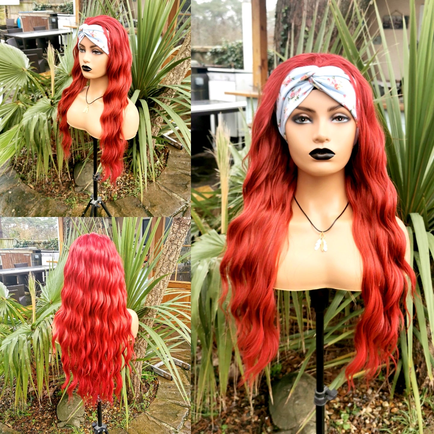 Red Wavy Headband Wig