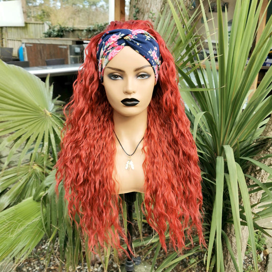 Red Kinky Headband Wig
