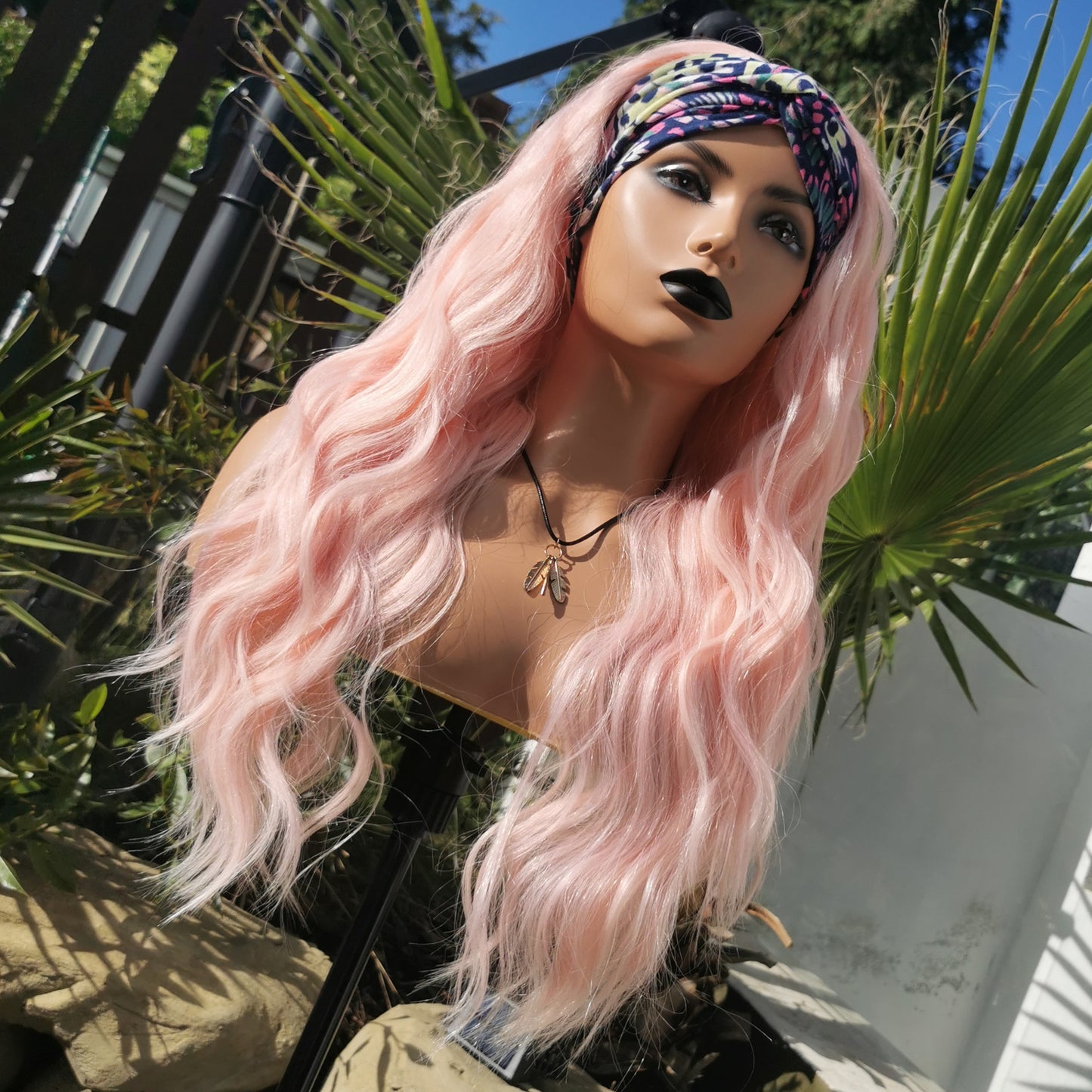 Baby Pink Wavy Headband Wig